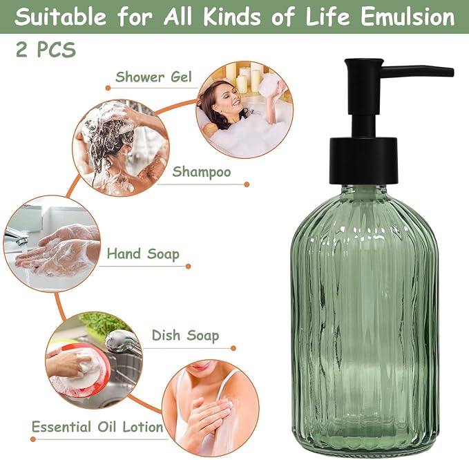 YYTSGG Green Glass Soap Dispenser Set - Image 4