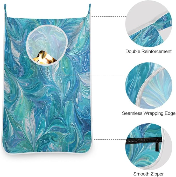 1PC Hanging Laundry Hamper Bag Over the Door Laundry Hamper Wall Hamper Large - Image 6