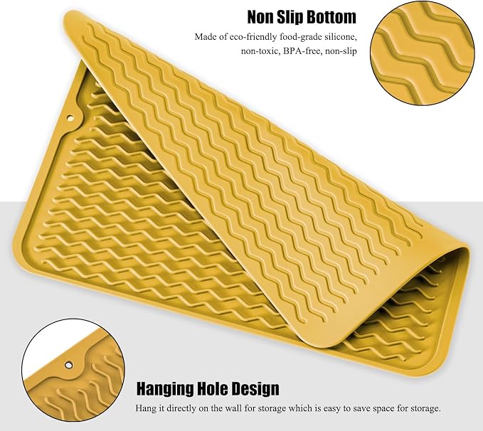 Silicone Dish Drying Mat, Non-Slip Easy Clean Sink Mat, Large Heat-resistant - Image 4