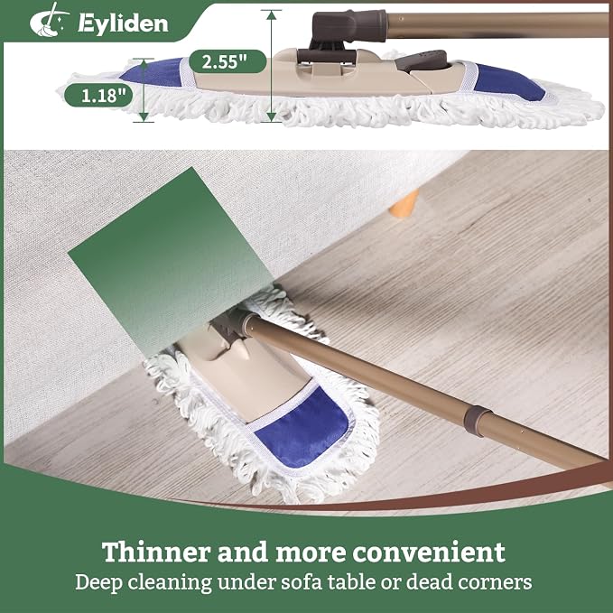 Eyliden Dust Mop, 2 Microfiber Pads, Home Commercial Cleaning, Quick Swap - Image 6