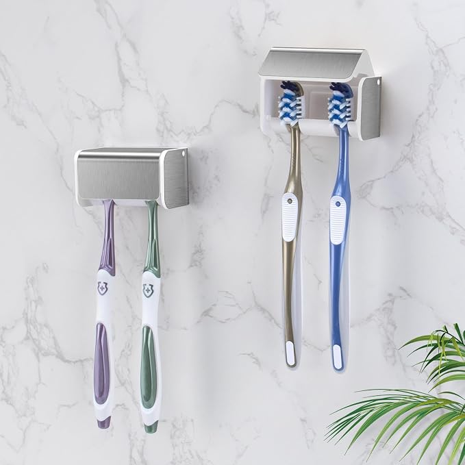 2 PCS Toothbrush Holders Wall Mounted by PARKMANI