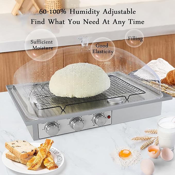 Electric Dough Proofer, Large Capacity Bread Proofing Box, Humidity & Temperature Adjustable, 0-120min Timing, Fermentation Tank Proofing Box, for Baking (S)
