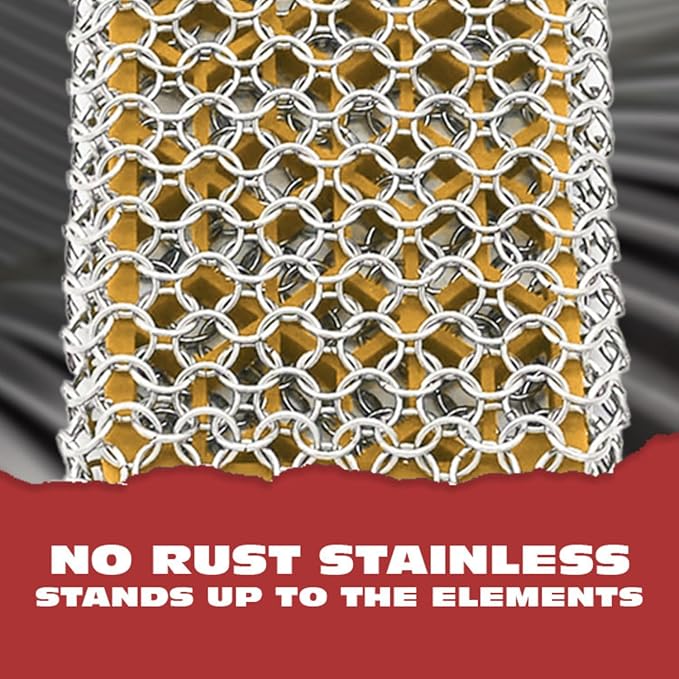 Knapp Made Combo Chainmail Cast Iron Scrubber with Silicone Core - Heavy Duty Rings and Fine Chainmail Rings -Premium Cast Iron Cleaner Chainmail Scrubber -Perfect for Cast Iron Cookware,Skillet,Woks