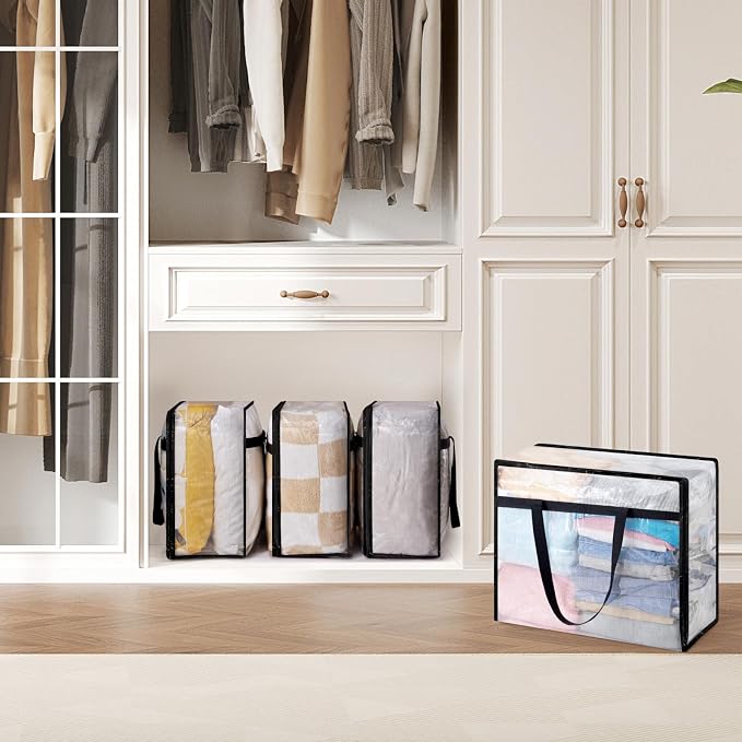 Lifewit 4 Pack Clear Storage Bags, 45L Clothes Organizer - Image 5