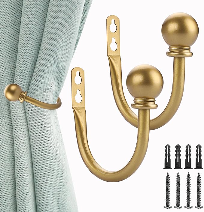 Sumnacon Curtain Holdbacks 2 Pcs Wall Mounted Curtain Tiebacks by Sumnacon