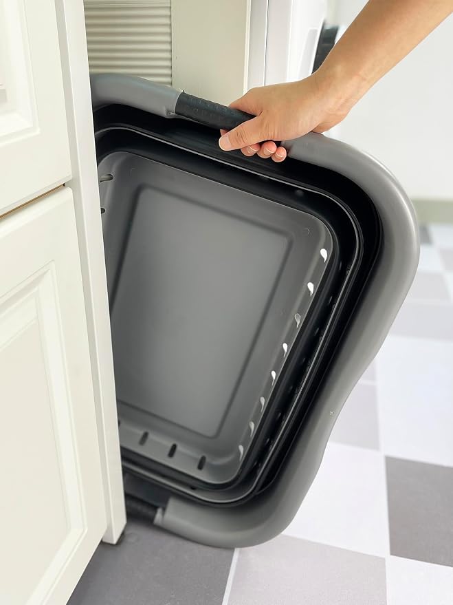 SAMMART Collapsible 3 Handled Plastic Laundry Basket - Image 6