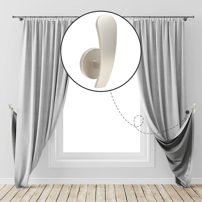 Curtain Tieback Hooks, 4 Pack | Wall Mounted, Decorative, Includes Screws - Image 6