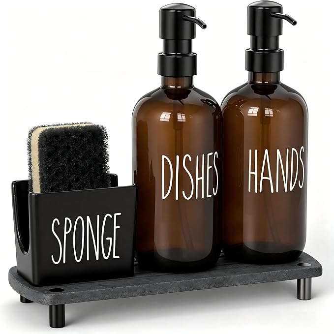 Cisily Amber Kitchen Soap Dispenser Set - Image 8