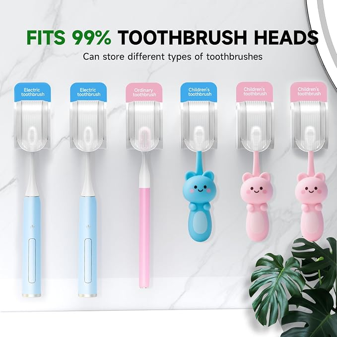 6 Pcs Toothbrush Holders Wall Mounted, Single Slot Design, Shower Self Adhesive - Image 7