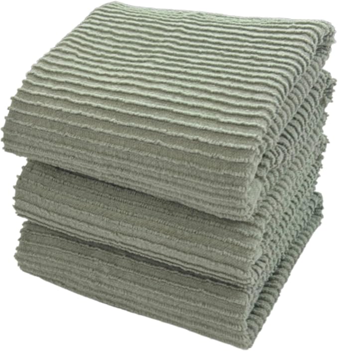 Sage Green Kitchen Hand Dish Towels, 100% Cotton by SerafinaHome
