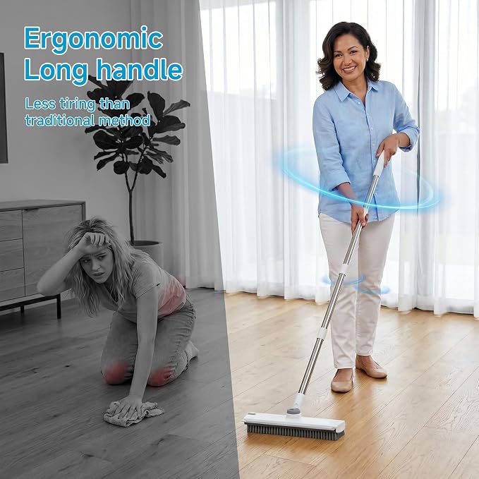 Pool Scrub Brush with 52" Pole, 3 in 1 Pool Cleaning Brush with Squeegee - Image 7