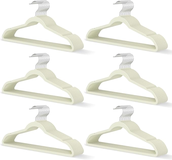Ivory Velvet Hangers 60 Pack, Slim Space Saving Suit Hangers by MLKJHHI