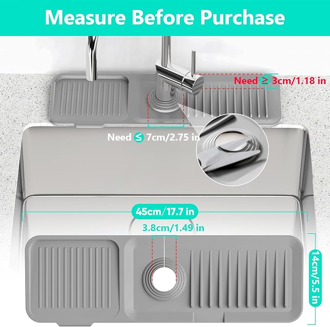 17.7'' Faucet Mat for Kitchen Sink Kitchen Sink Splash Guard Silicone Kitchen - Image 3
