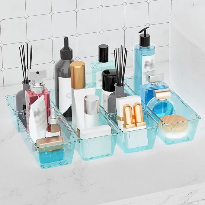 6 Pack Clear Drawer Organizer Set, Drawer Storage Trays, Storage Bins | Acrylic - Image 5