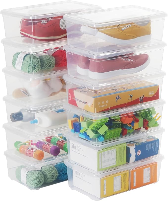 Stackable Plastic Storage Shoebox, BPA-Free Nestable Container by OMNISAFE