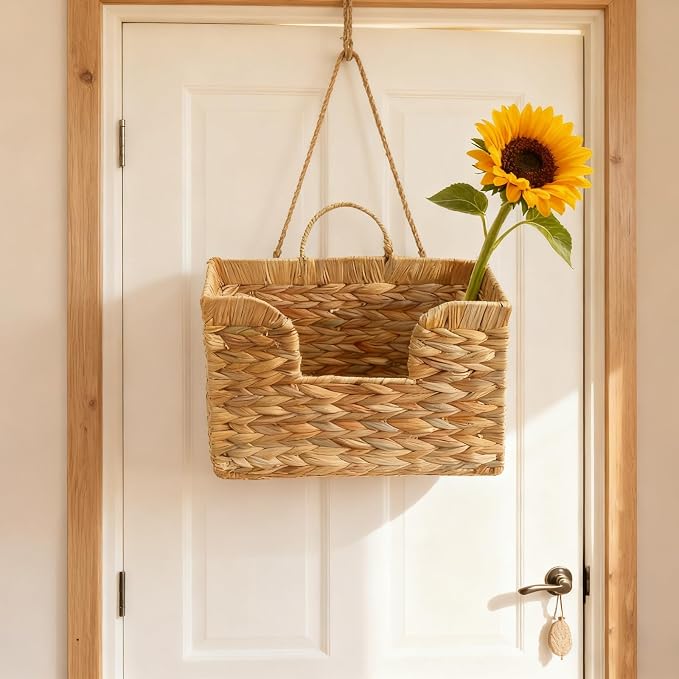Extra-Strong Woven Wall Hanging Basket Organizer Decorative Handwoven Wicker - Image 4