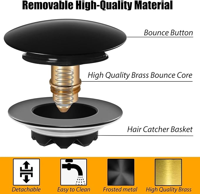 Anlige Bathtub Drain Stopper, Pop Up Tub Stopper and Cover, Bottom - Image 4