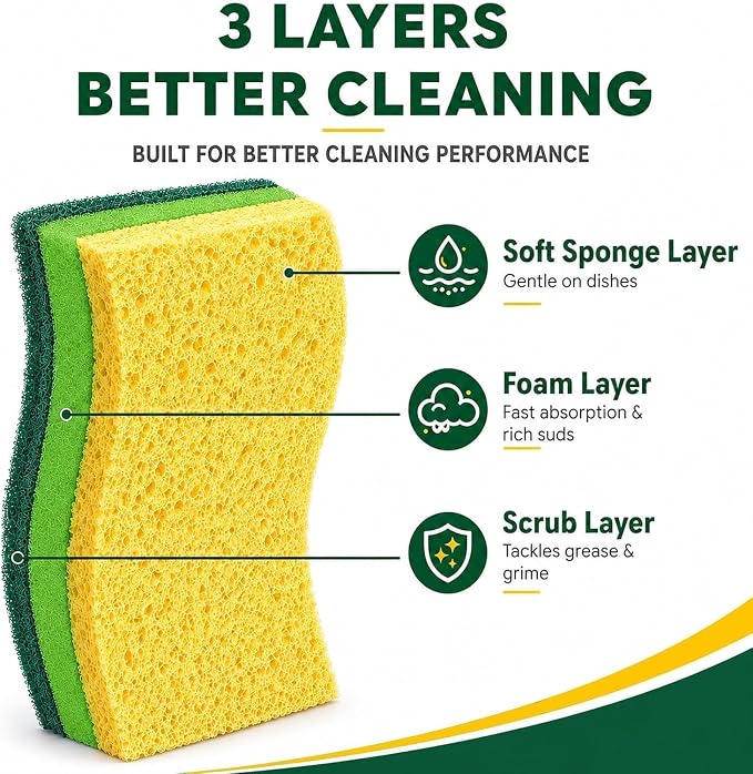 12 PCS Sponges Kitchen, Non Scratch Scrub Sponges - Image 3