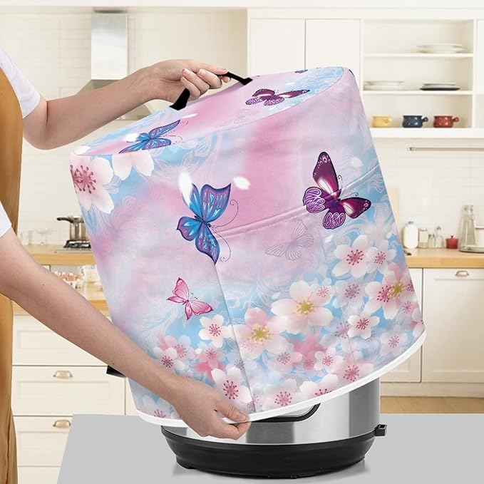 Cherry Blossom and Butterfly Print Appliance Cover Dust Cover for 8 Quart,Electric Pressure Cooker Rice cooker,Air Fryer and Crock Pot, Machine Washable