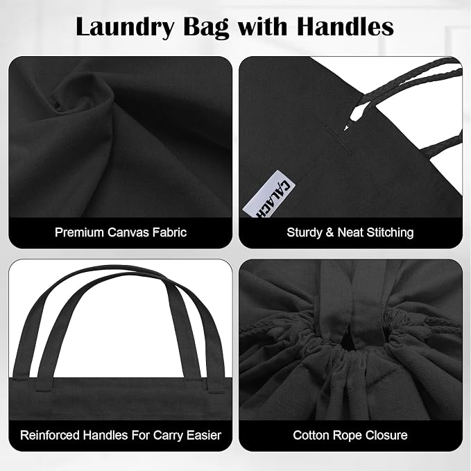 Canvas Laundry Bags with Handles & Square Base 16"Wx16"D x27.6"H - Image 5