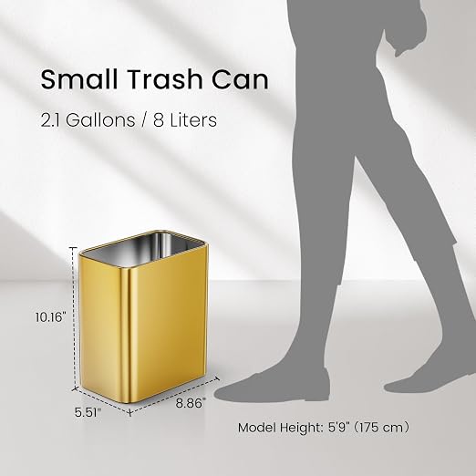 Cesun Small Bathroom Trash Can, 2.1 Gallons, Under Sink Wastebasket, Stainless - Image 8