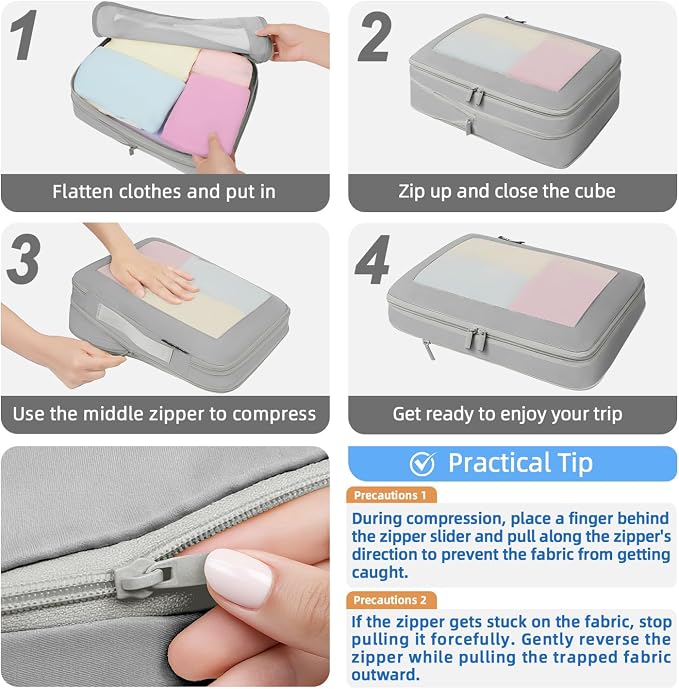 BAGAIL 4 Set/6 Set/8 Set Compression Packing Cubes Travel Accessories - Image 4