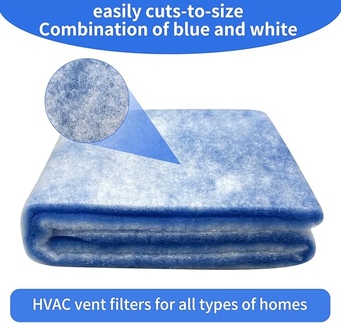 Air Vent Filters, 12"x90" Cut to Fit Air Filter Material,MERV 8 Reusable 3-Layer Air Vent Filter for Home Floor, Grilles, Ceiling, HVAC Furnace Vents, With Adhesive Tape