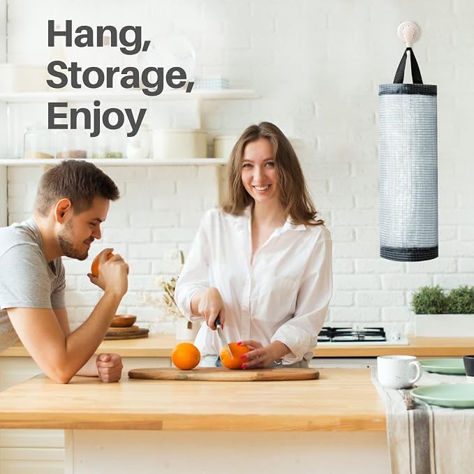 Plastic Bag Holder, Mesh Grocery Bag Holder Hanging Storage Bag Dispenser - Image 7