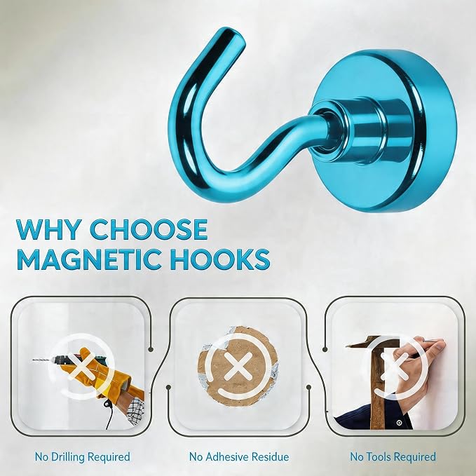 Neosmuk Magnetic Hooks, 30lb Heavy Duty, 15 Pack - Image 3
