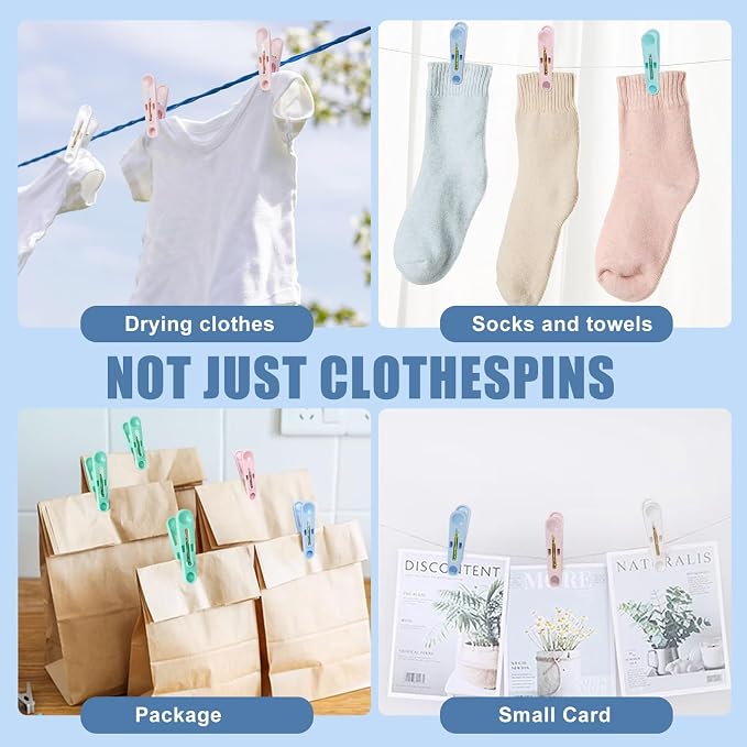32Pcs Colored Clothes Pins Plastic Laundry Clips, Package Clips | Whether - Image 6