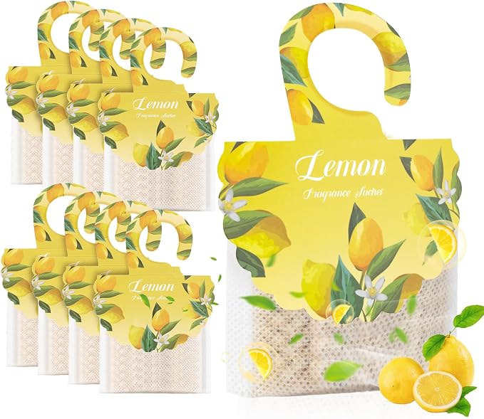 18 Pack Lemon Scented Sachets for Drawer and Closet, Car Air Fresheners by Unknown
