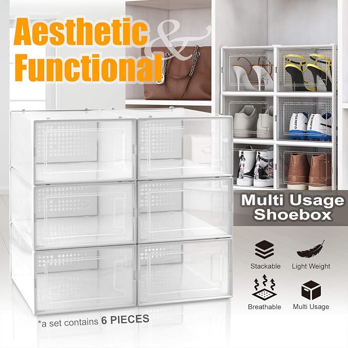 AJP Distributors 6 Collapsible Stackable Shoe Organizer Racks - Image 2