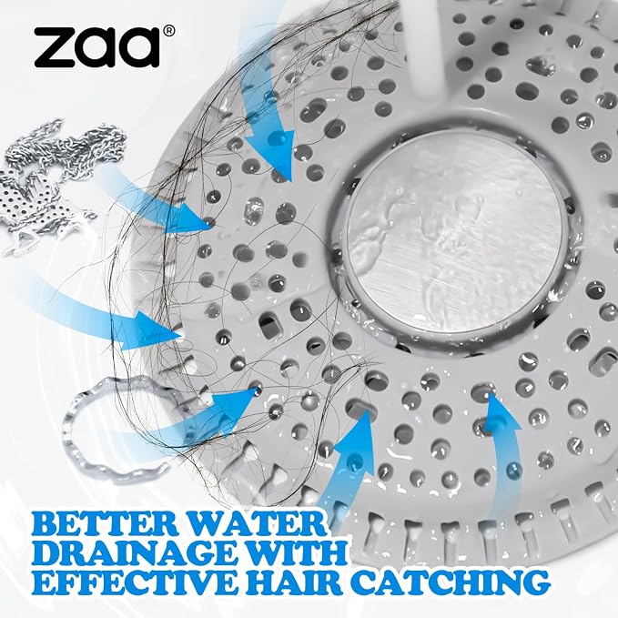Shower Drain Hair Catcher Silicone Flat Floor Strainer Protector | 2 Pack Gray - Image 2