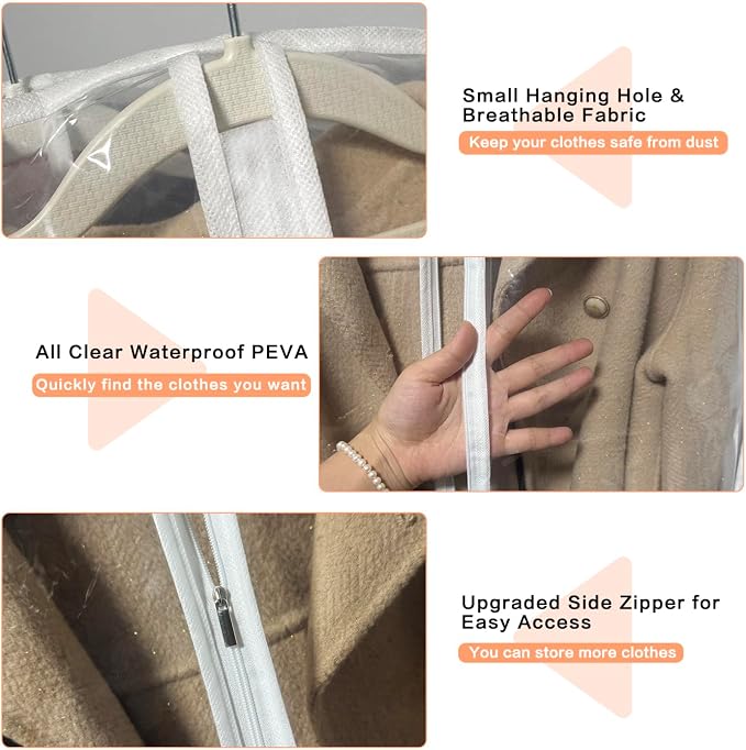 Garment Bag Clear for Long Dress Clothing Suit Bags for Closet Storage Wedding - Image 3