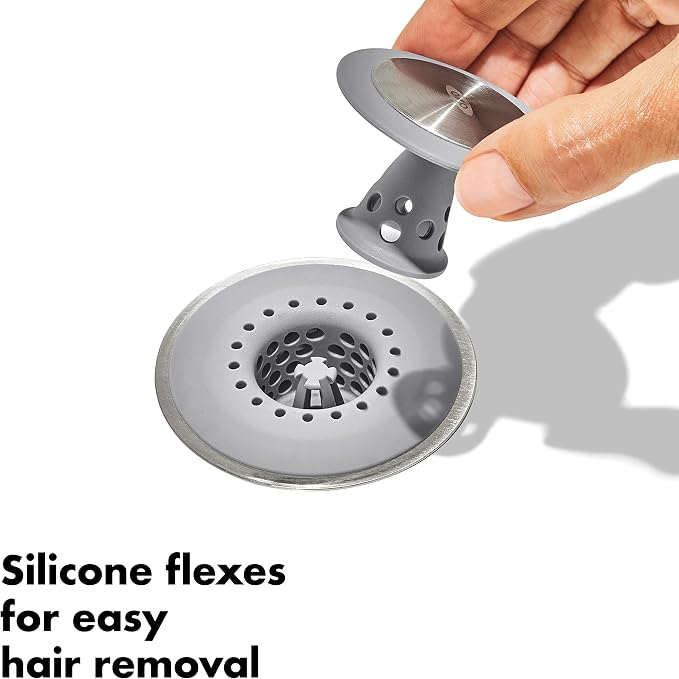 OXO Good Grips Stainless Steel Hair Catch Drain Protector | Catches Hair - Image 4