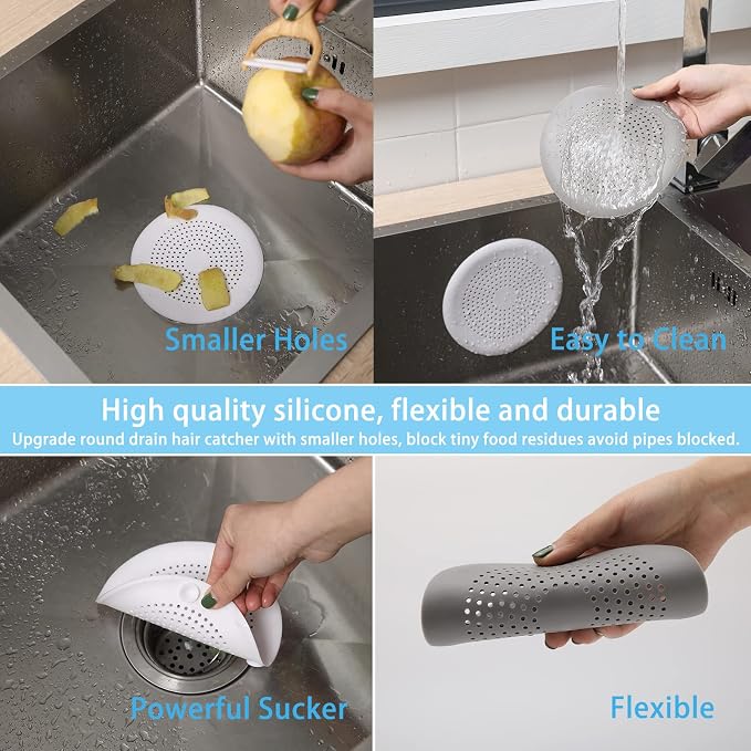 Drain Hair Catcher Durable Silicone Hair Stopper Shower Drain Covers Easy to - Image 4