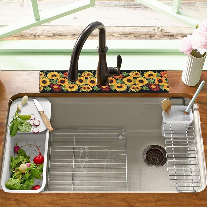 Sink Faucet Absorbing Mat, 2 Pack Drying Mat Around Faucet Sink Splash Guard - Image 2