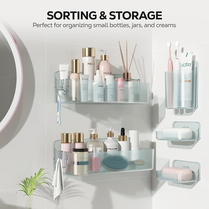 Nieifi Adhesive Shower Shelves, 5 Pieces - Image 9