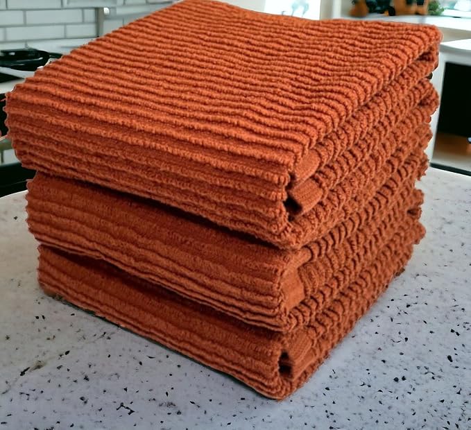 Cinnamon Maroon Rust Kitchen Dish Towels, 100% Cotton - Image 6