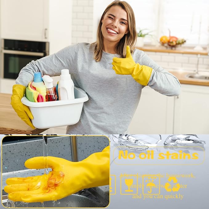 Rubber Reusable Gloves Long Household Dishwashing Gloves Kitchen Cleaning - Image 4