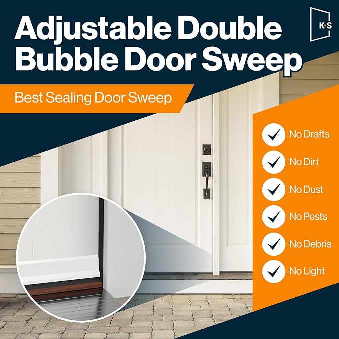 Adjustable Double Bubble Door Sweep & Draft Stopper | Under Door Seal - Image 2
