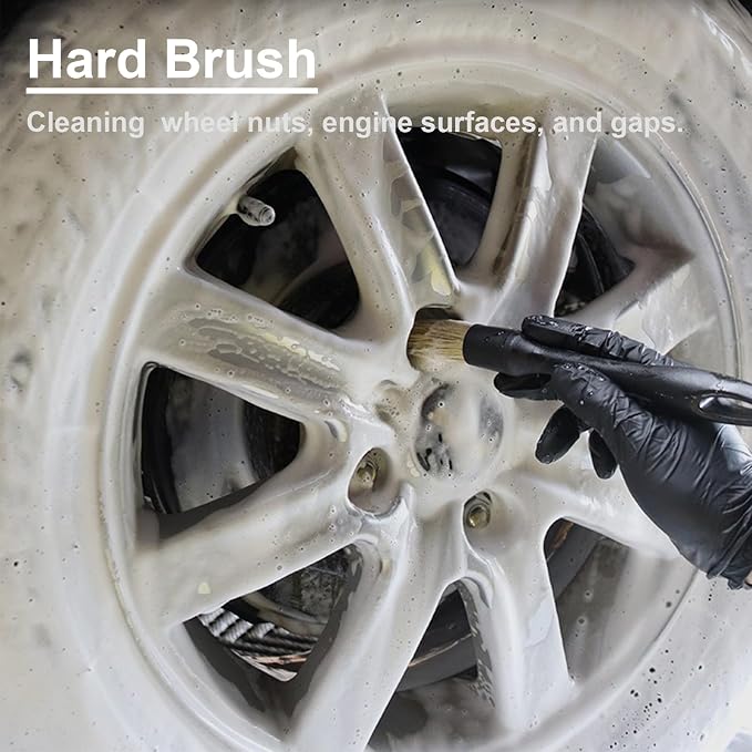 4 PCS Car Detailing Brush Set for Cleaning Interior or Exterior, Boars Bristle - Image 6