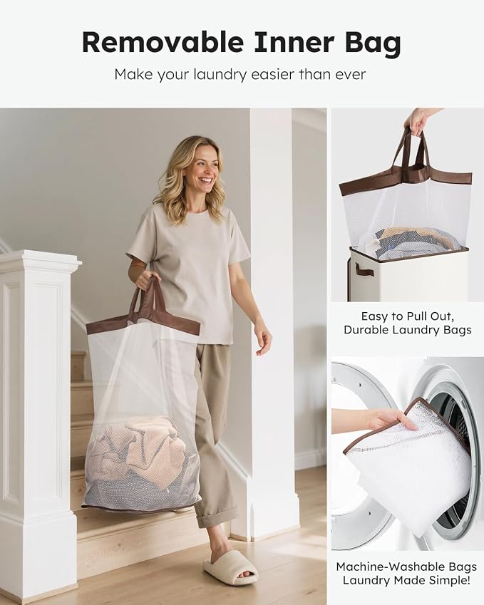 SOLEDI 90L Laundry Hamper with Lid, Large Collapsible Laundry Basket | Sturdy - Image 4