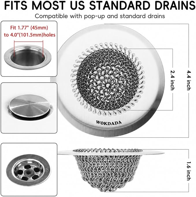 Shower Drain Hair Catcher, Patented Bathtub Drain Cover, Anti-Clog | Reversible - Image 2