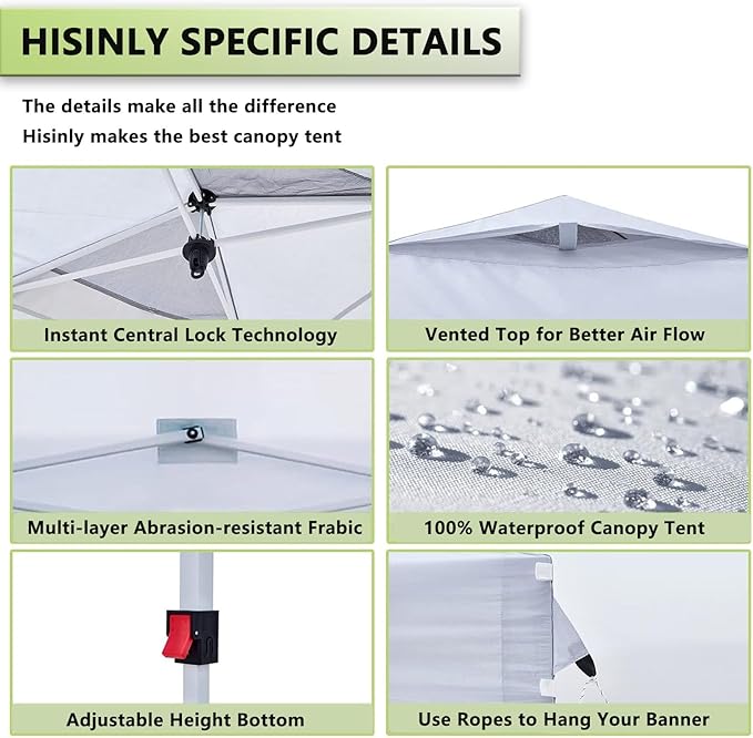 10x10 Pop Up Canopy Tent White Folding Shelter Heavy Duty Waterproof Vented Roof 3 Removable Sidewalls Quick Setup for Outdoor Patio Event Market