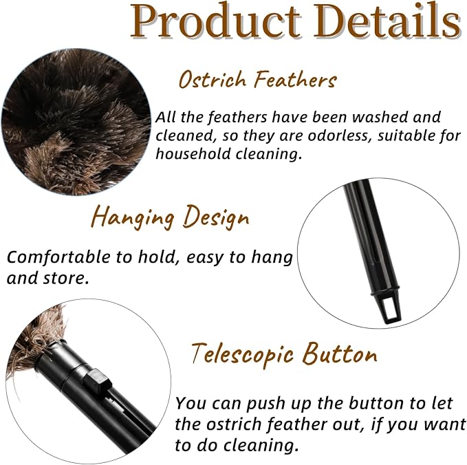 Goaste 2 Pack Ostrich Feather Duster, 15 Inch Fluffy Natural Feather Duster - Image 6