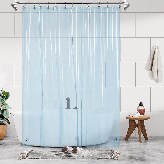 Barossa Design Extra Long Shower Curtain Liner Clear Blue by BarossaDesign