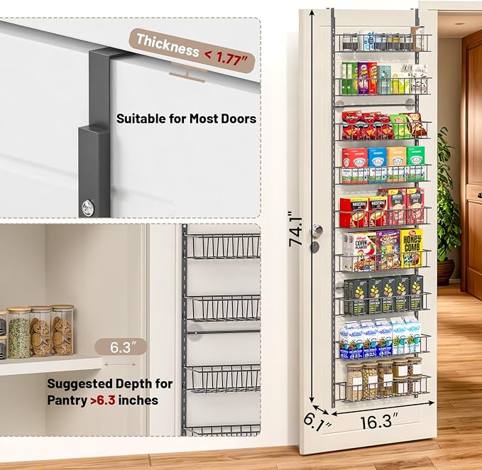 ElegantArray 9-Tier Pantry Door Organizer, Deep Gray - Image 2