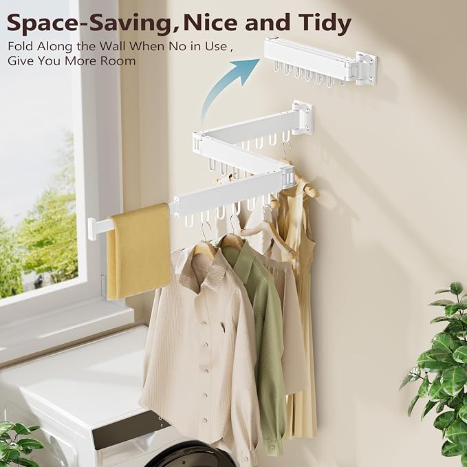 Clothes Drying Rack Wall Mounted, Space-Saving Drying Rack Clothing, - Image 2