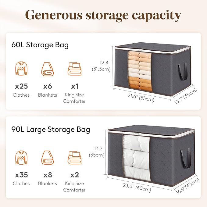 Lifewit 10 Pack 60L Clothes Storage Bins - Image 2
